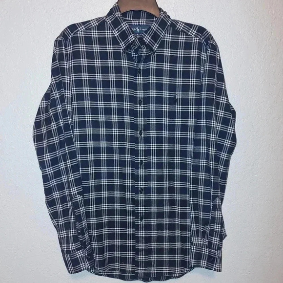 Ralph Lauren Classic Fit Shirt Mens Medium Blue Plaid Flannel Button Down - Picture 1 of 6